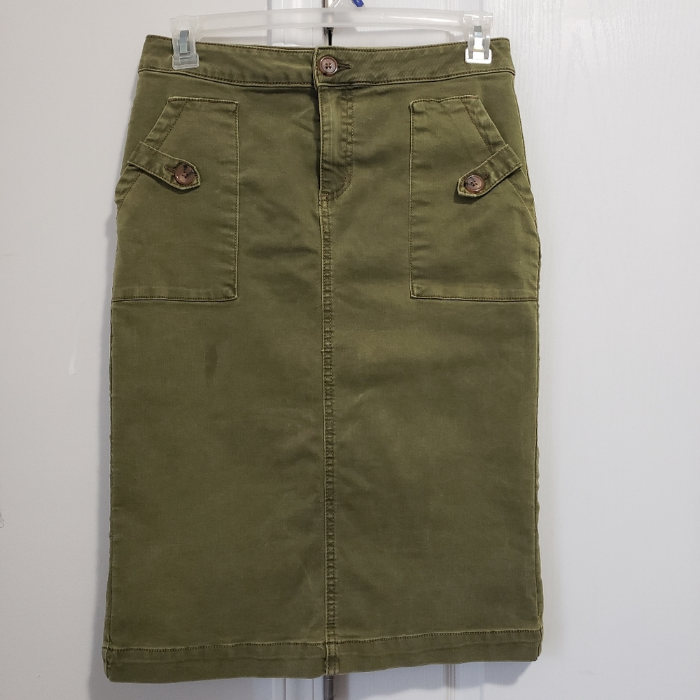 Cato army green midi skirt